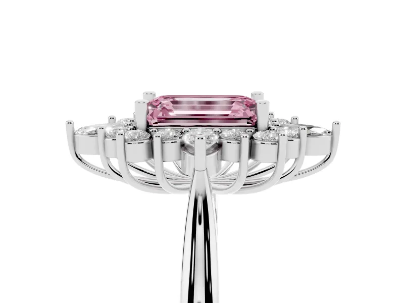 Emerald Cut Engagement Ring Setting for a Fancy Pink Lab-Grown Diamond | Sterling Silver - Design NV-24790