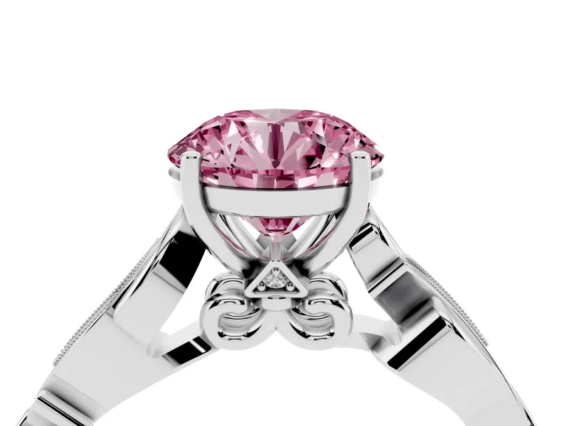 Round Vine Engagement Ring Setting for a Fancy Pink Lab-Grown Diamond | Platinum