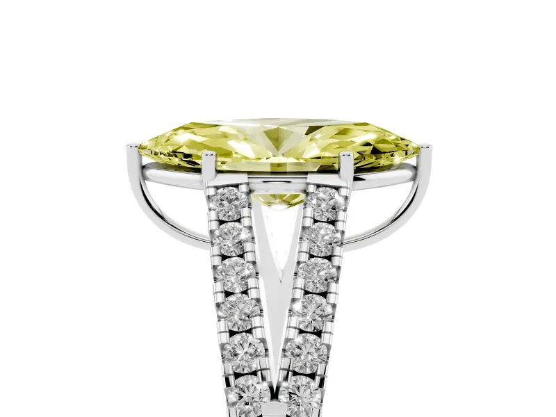 Marquise Graduated Split Shank Engagement Ring Setting for a Fancy Yellow Lab-Grown Diamond | Sterling Silver