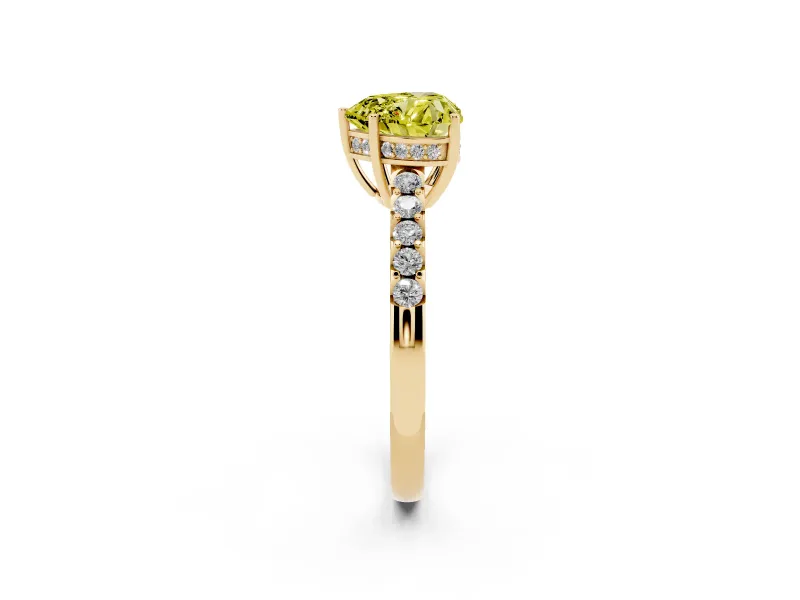 Heart-Shaped Engagement Ring Setting for a Fancy Yellow Lab-Grown Diamond | Yellow Gold - Design NV-24649