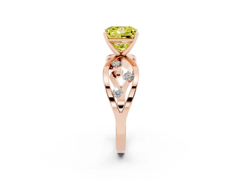 Princess Cut Loop Engagement Ring Setting for a Fancy Yellow Lab-Grown Diamond | Rose Gold