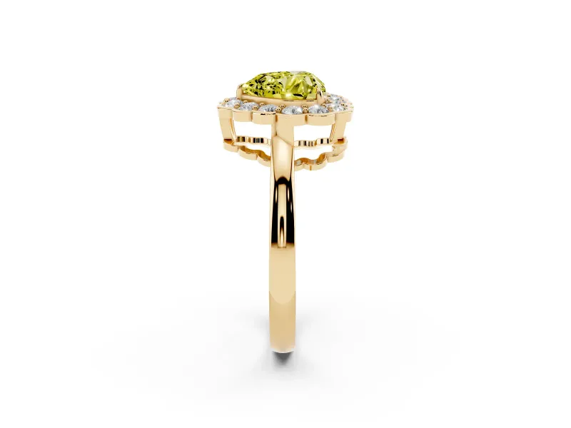 Heart-Shaped Halo Engagement Ring Setting for a Fancy Yellow Lab-Grown Diamond | Yellow Gold - Design NV-24719
