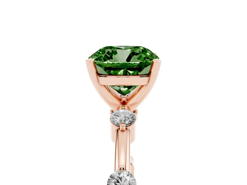 Cushion Cut Bar Set Engagement Ring Setting for a Fancy Green Lab-Grown Diamond | Rose Gold
