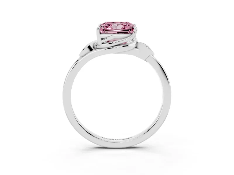 Princess Cut Leaf Bypass Solitaire Engagement Ring Setting for a Fancy Pink Lab-Grown Diamond | Polished Band | Platinum