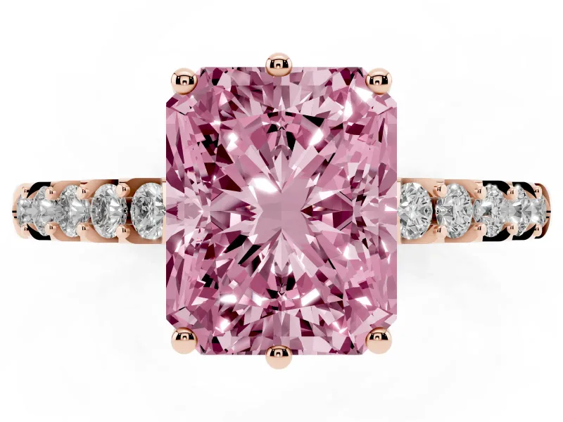 Radiant Cut Engagement Ring Setting for a Fancy Pink Lab-Grown Diamond | Rose Gold - Design NV-24649