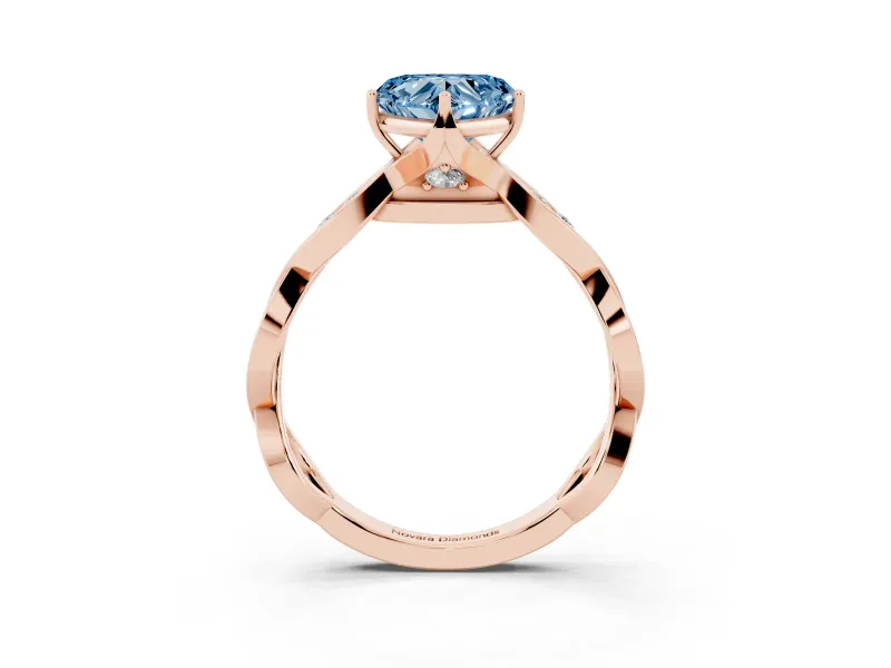 Heart-Shaped Twisted Infinity Engagement Ring Setting for a Fancy Blue Lab-Grown Diamond | Rose Gold
