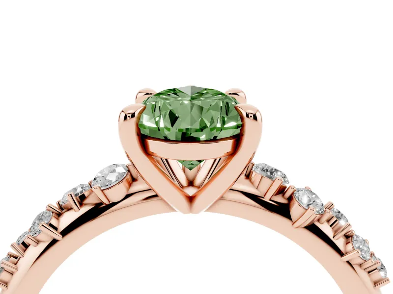 Pear-Shaped Graduated Accent Engagement Ring Setting for a Fancy Green Lab-Grown Diamond | Rose Gold