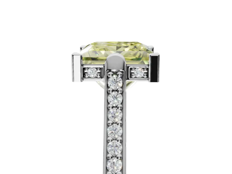Princess Cut Engagement Ring Setting for a Fancy Yellow Lab-Grown Diamond | Sterling Silver - Design NV-24586