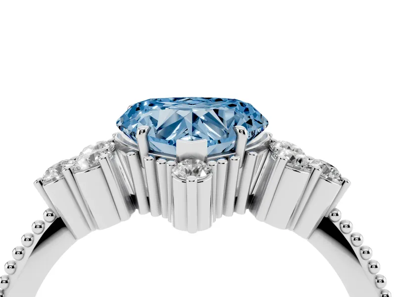 Heart-Shaped Cluster Engagement Ring Setting for a Fancy Blue Lab-Grown Diamond | Sterling Silver