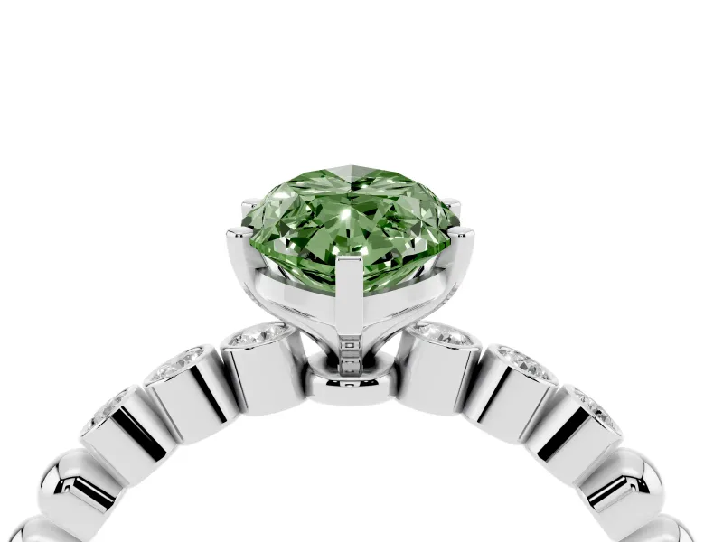 Marquise Beaded Solitaire Engagement Ring Setting for a Fancy Green Lab-Grown Diamond | Platinum