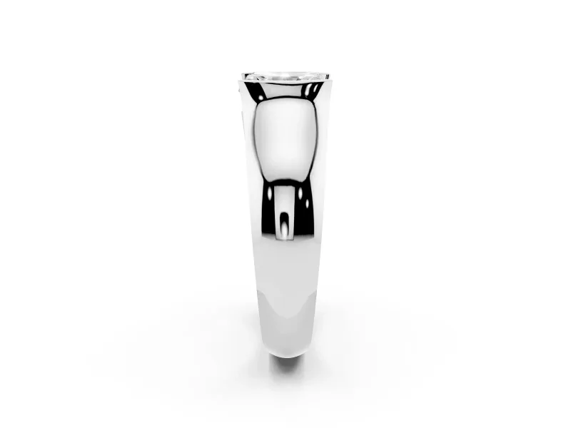 Radiant Cut Half Bezel Solitaire Engagement Ring Setting | Wide Band | Sterling Silver