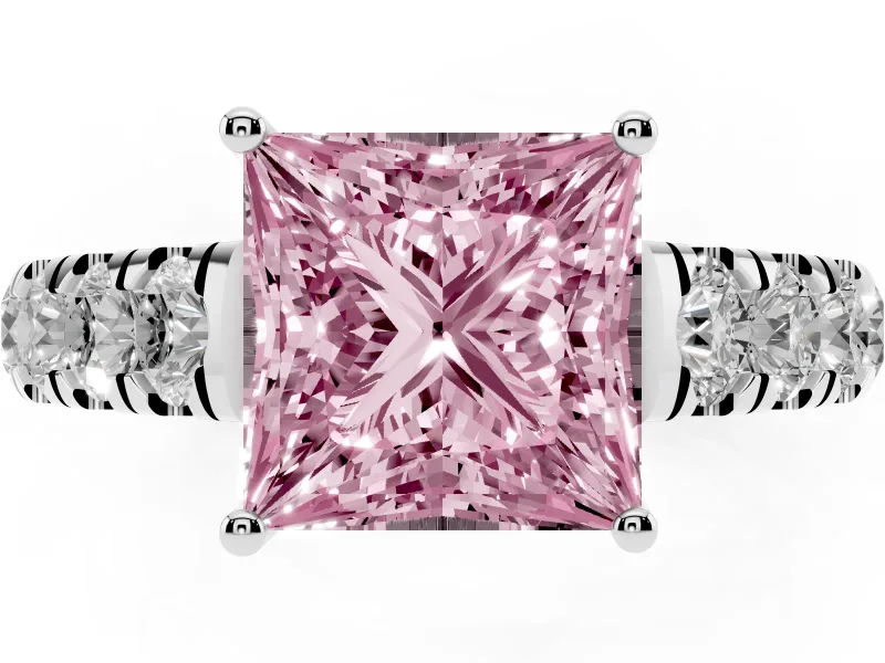 Princess Cut Engagement Ring Setting for a Fancy Pink Lab-Grown Diamond | Platinum - Design NV-24643