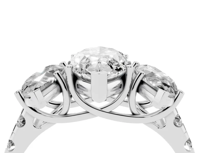 Marquise Three Stone Engagement Ring Setting | Accented Shoulders | Sterling Silver