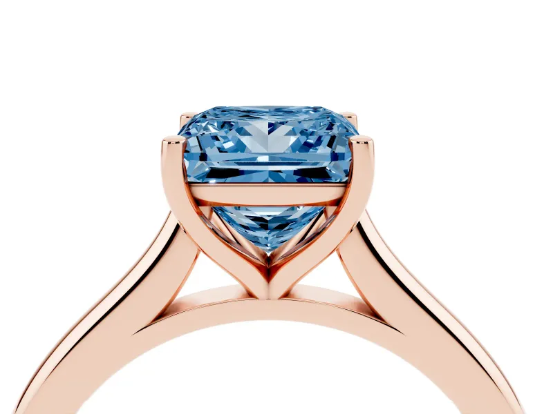 Princess Cut Cathedral Engagement Ring Setting for a Fancy Blue Lab-Grown Diamond | Rose Gold