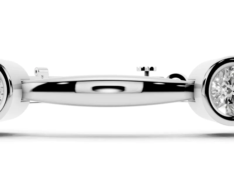 Round Lab-Grown Diamond Bezel Station Link Bracelet | Polished Bar Links | White Gold