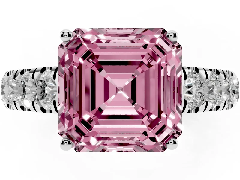 Asscher Cut Engagement Ring Setting for a Fancy Pink Lab-Grown Diamond | Platinum - Design NV-24643