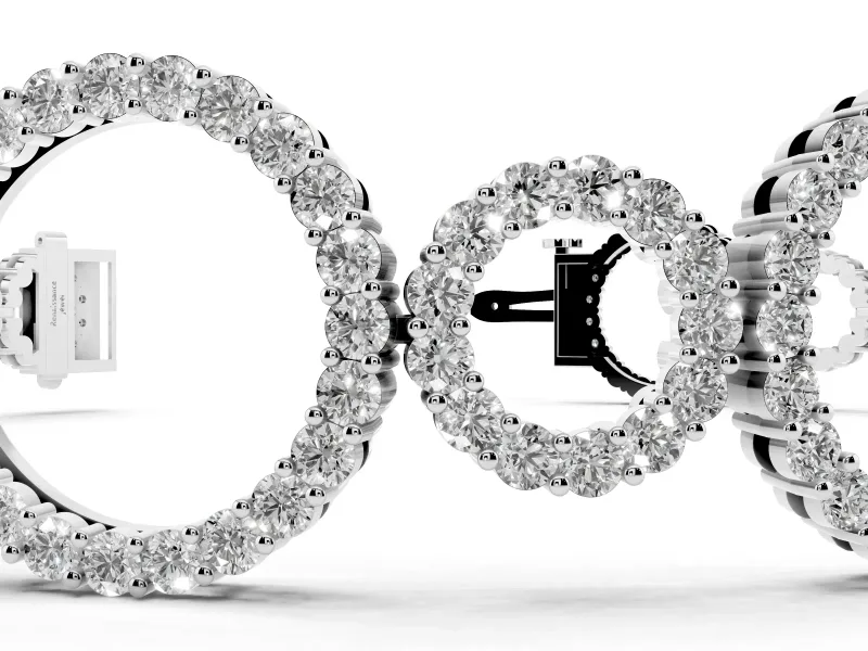 Round Lab-Grown Diamond Pavé Circle Link Bracelet | Large and Small Circles | White Gold