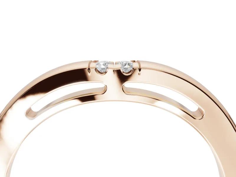 Round Lab-Grown Diamond Toi et Moi Curved Wedding Band | Side Slot Cut-Outs | Rose Gold