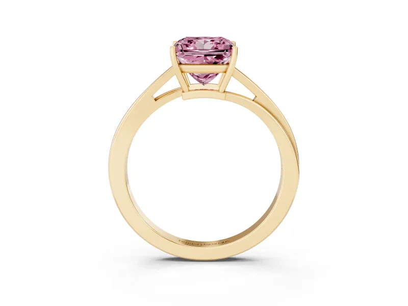 Princess Cut Bypass Solitaire Engagement Ring Setting for a Fancy Pink Lab-Grown Diamond | Yellow Gold