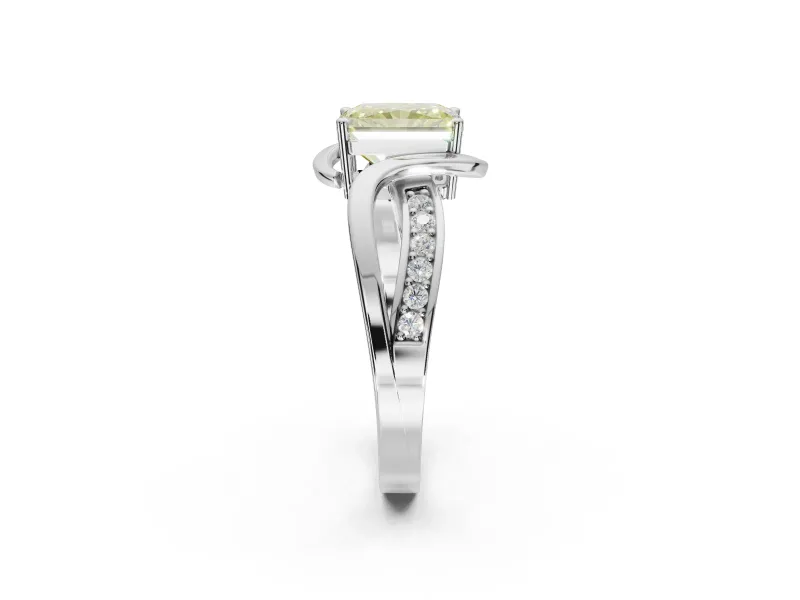 Radiant Cut Bypass Solitaire Engagement Ring Setting for a Fancy Yellow Lab-Grown Diamond | Sterling Silver
