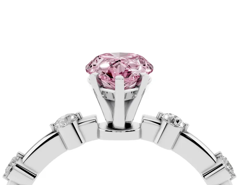 Pear-Shaped Bar Set Engagement Ring Setting for a Fancy Pink Lab-Grown Diamond | White Gold