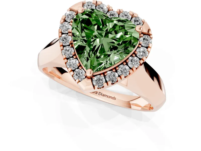 Heart-Shaped Halo Engagement Ring Setting for a Fancy Green Lab-Grown Diamond | Square Profile Band | Rose Gold