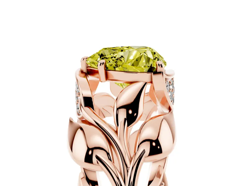 Heart-Shaped Leaf Bypass Engagement Ring Setting for a Fancy Yellow Lab-Grown Diamond | Rose Gold