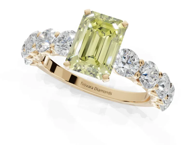 Emerald Cut Engagement Ring Setting for a Fancy Yellow Lab-Grown Diamond | Yellow Gold - Design NV-24455