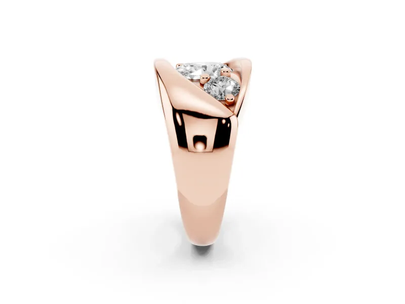 Oval Cut Diamond Channel-Set Crossover Ring Set in Rose gold