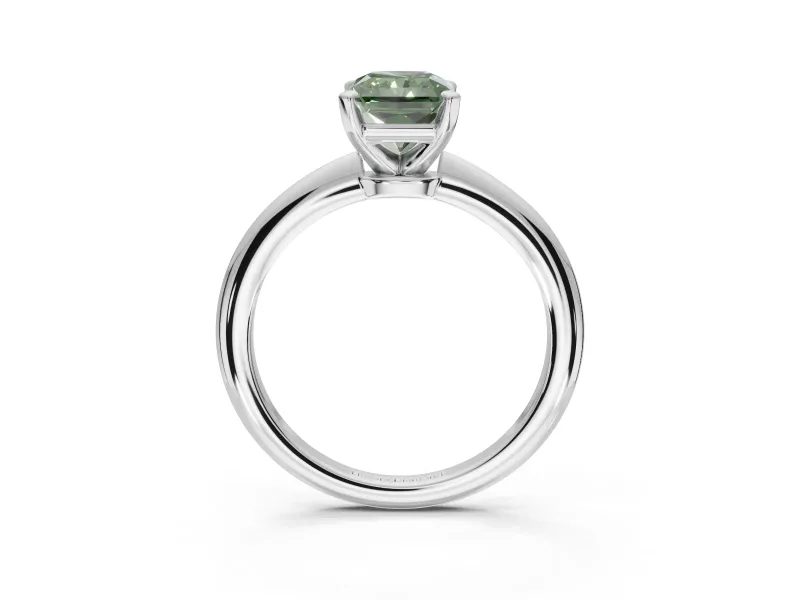 Radiant Cut Solitaire Engagement Ring Setting for a Fancy Green Lab-Grown Diamond | Tapered Plain Band | Sterling Silver