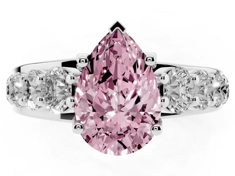 Pear-Shaped Engagement Ring Setting for a Fancy Pink Lab-Grown Diamond | Sterling Silver - Design NV-24645
