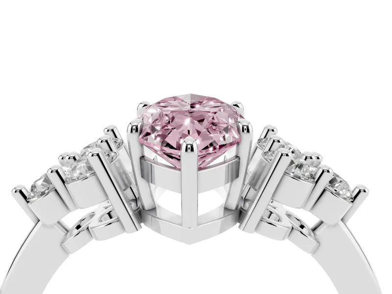 Marquise Cluster Side Stone Engagement Ring Setting for a Fancy Pink Lab-Grown Diamond | Platinum