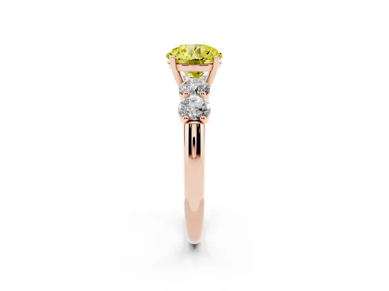Round 5 Stone Engagement Ring Setting for a Fancy Yellow Lab-Grown Diamond | Rose Gold