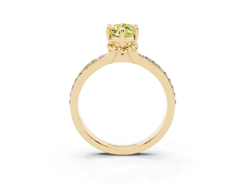 Marquise Channel Set Engagement Ring Setting for a Fancy Yellow Lab-Grown Diamond | Rope Collar | Yellow Gold