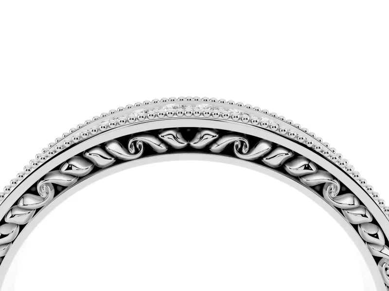 Round Lab-Grown Diamond Vintage Double Row Half Eternity Band | Milgrain Edges | Platinum