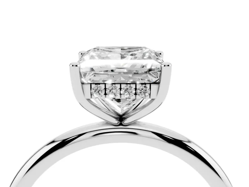 Princess Cut Diamond Solitaire Engagement Ring Set in White gold with Prong Setting and Polished Band