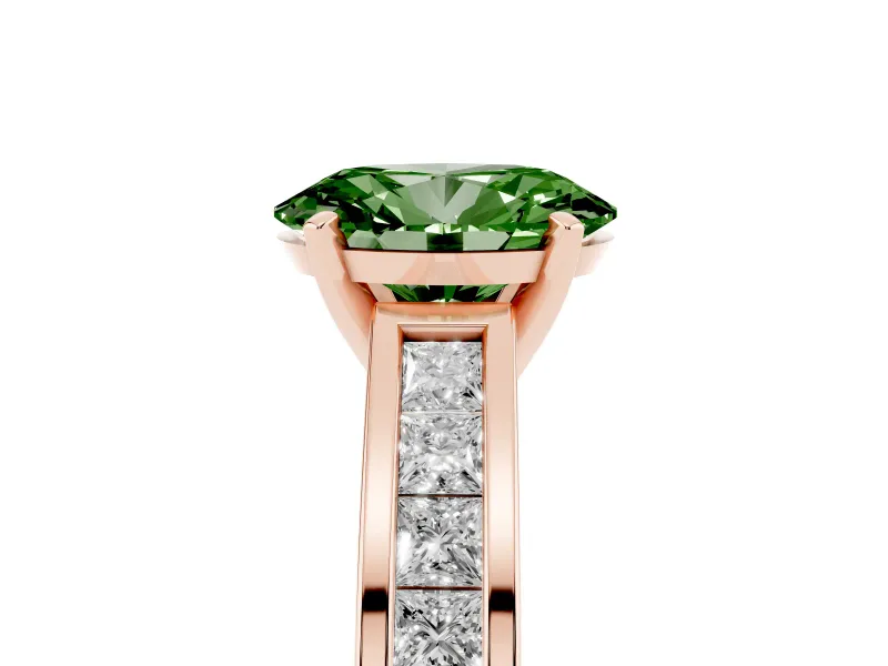 Oval Channel Set Engagement Ring Setting for a Fancy Green Lab-Grown Diamond | Rose Gold
