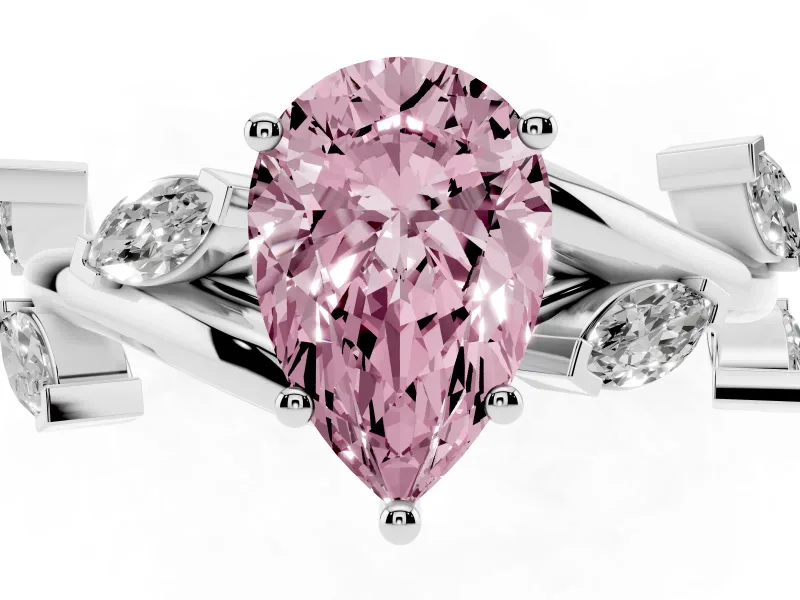 Pear-Shaped Twisted Vine Engagement Ring Setting for a Fancy Pink Lab-Grown Diamond | Platinum