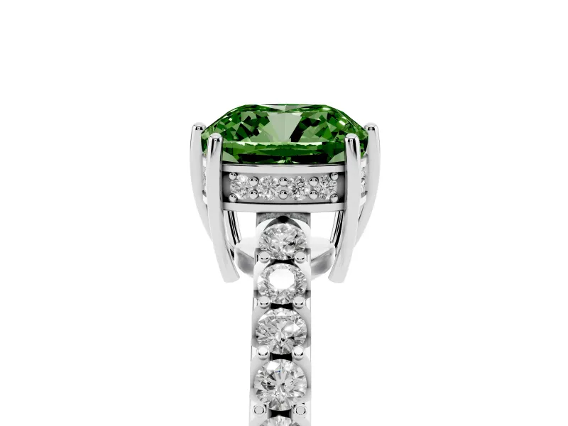 Cushion Cut Engagement Ring Setting for a Fancy Green Lab-Grown Diamond | Platinum - Design NV-24649