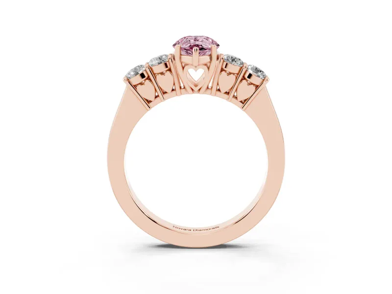 Pear-Shaped 5 Stone Engagement Ring Setting for a Fancy Pink Lab-Grown Diamond | Rose Gold