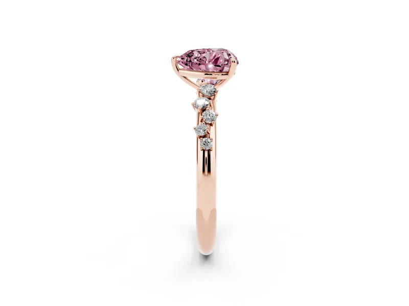 Heart-Shaped Graduated Solitaire Engagement Ring Setting for a Fancy Pink Lab-Grown Diamond | Rose Gold