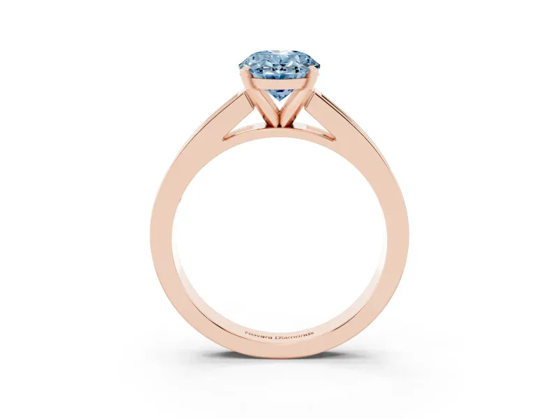 Oval Channel Set Engagement Ring Setting for a Fancy Blue Lab-Grown Diamond | Rose Gold