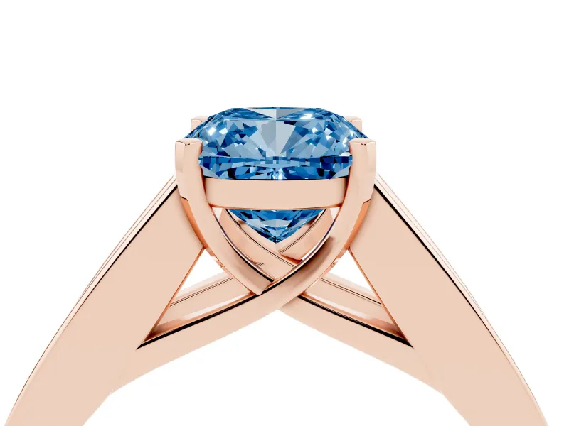 Cushion Cut Channel-Set Engagement Ring Setting for a Fancy Blue Lab-Grown Diamond | Rose Gold