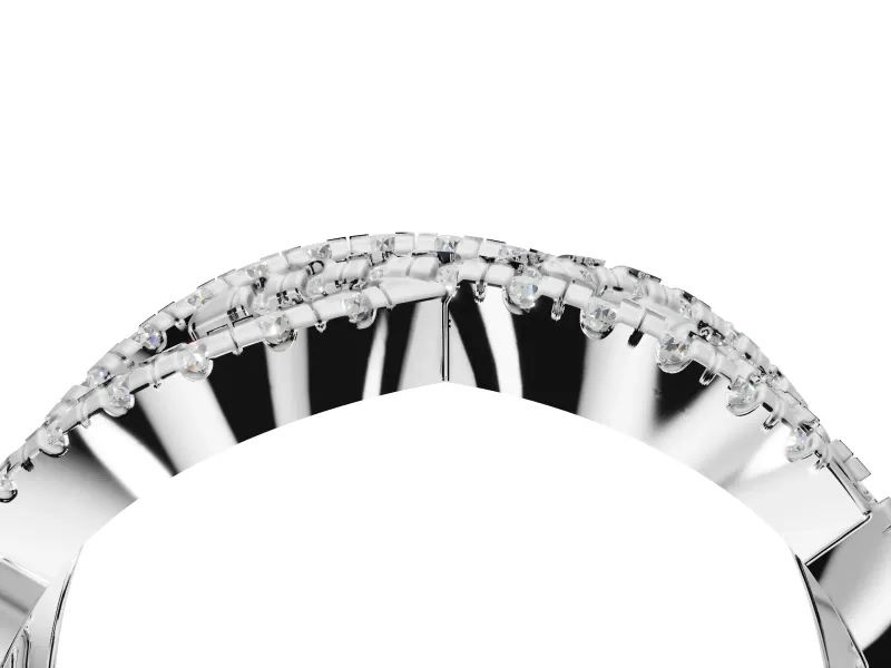 Round Lab-Grown Diamond Braided Pavé Wedding Band | Open Braid | Sterling Silver