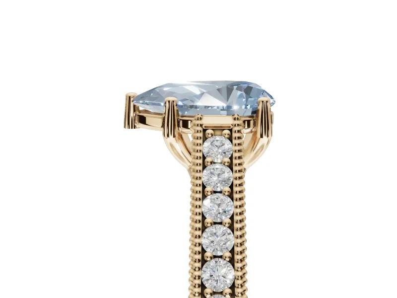 Pear-Shaped Vintage Engagement Ring Setting for a Fancy Blue Lab-Grown Diamond | Yellow Gold - Design NV-24644
