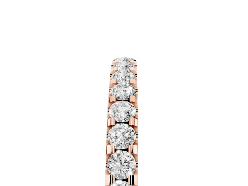 Round Lab-Grown Diamond Scalloped Pavé Half Eternity Band | U-Cut Sides | Rose Gold