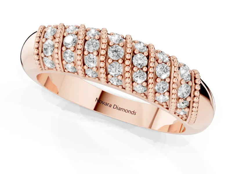 Round Diamond Dome Band Set in Rose gold with Channel Setting