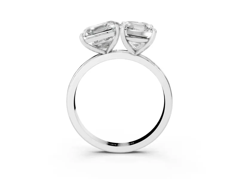 Asscher Cut and Emerald Cut Toi Moi Ring Set in Platinum with Prong Setting