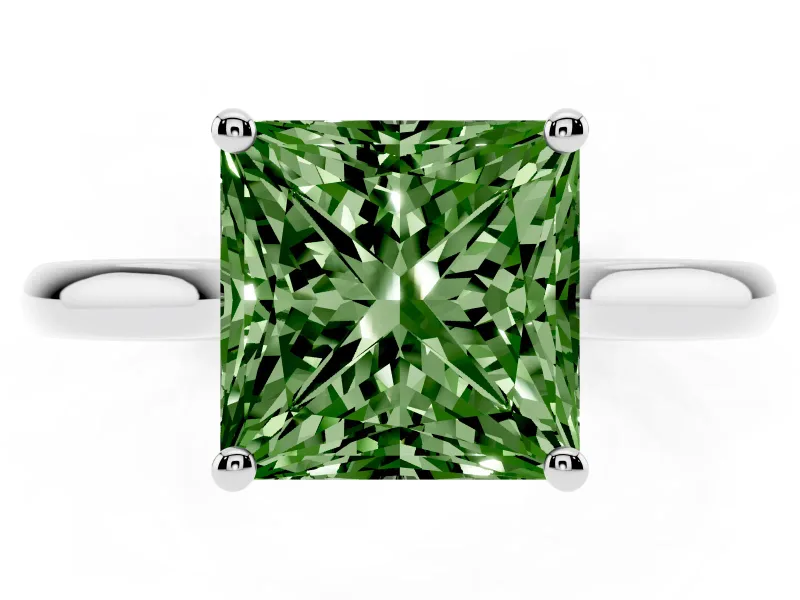 Princess Cut Cathedral Engagement Ring Setting for a Fancy Green Lab-Grown Diamond | Sterling Silver