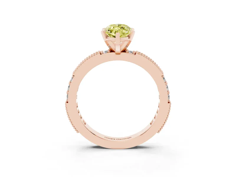 Marquise Vintage Pavé Engagement Ring Setting for a Fancy Yellow Lab-Grown Diamond | Rose Gold
